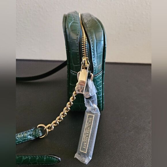 Victoria's Secret Green Croc Embossed Crossbody Bag & Wallet Set NEW - Picture 4 of 16